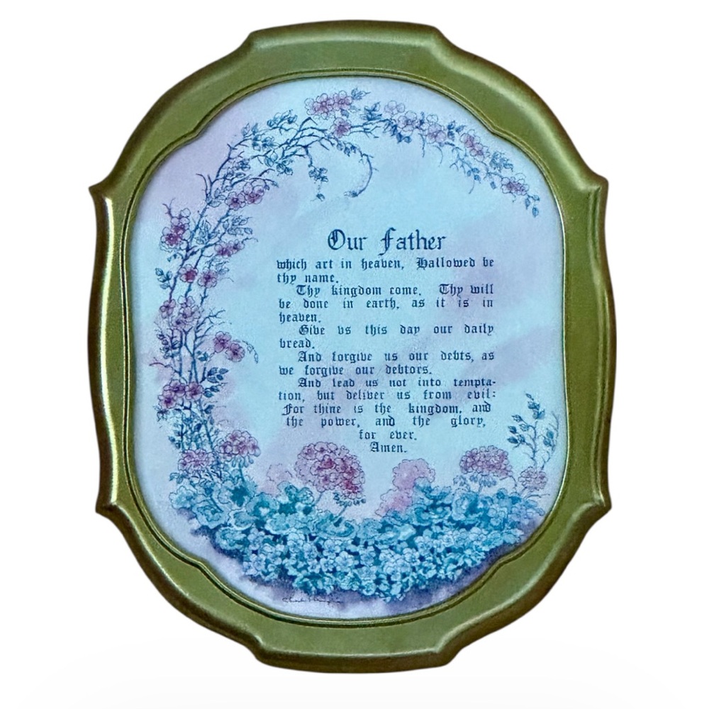 Vintage Home Interiors Our Father Lord's Prayer Framed Glass Art C Humphrey